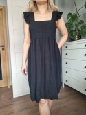 Black summer dress, viscose and linen blend, Selected Femme, size S