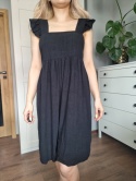 Black summer dress, viscose and linen blend, Selected Femme, size S