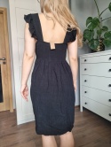 Black summer dress, viscose and linen blend, Selected Femme, size S