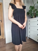 Black summer dress, viscose and linen blend, Selected Femme, size S