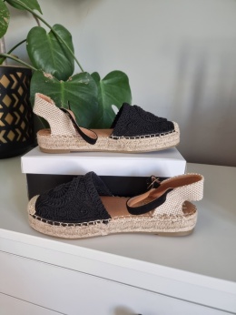 Černo-béžové espadrilky, lehké, ve stylu boho, r. 40