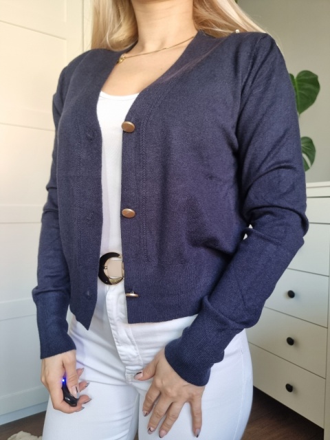 Elegant navy blue sweater / cardigan with viscose Elegant navy blue sweater / cardigan with viscose