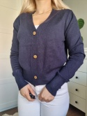Elegant navy blue sweater / cardigan with viscose