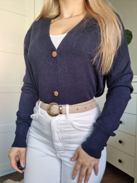 Elegant navy blue sweater / cardigan with viscose Elegant navy blue sweater / cardigan with viscose