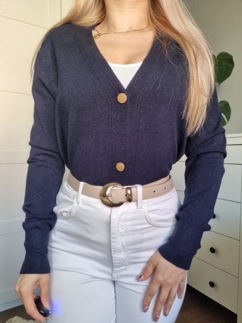 Elegant navy blue sweater / cardigan with viscose Elegant navy blue sweater / cardigan with viscose