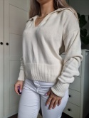 Kremowy sweter bawełny z kołnierzykiem Gina Tricot r. L