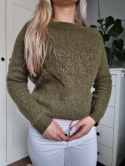 Ciemnozielony oliwkowy sweter Wełna Moher coasy milutki ciepły