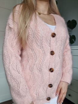 Fluffy pink cardigan, 20% mohair