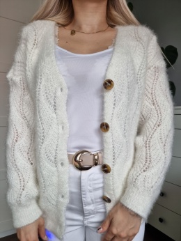 Fluffy cream cardigan, 20% mohair