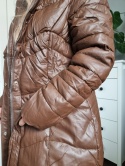 Zimowa kurtka płaszczyk parka czekoladowa XXL - 6XL z kapturem i futerkiem